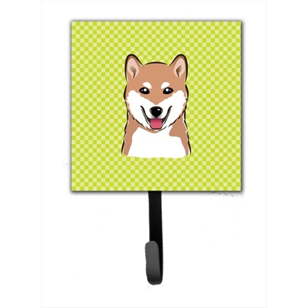 Carolines Treasures Checkerboard Lime Green Shiba Inu Leash or Key Holder- 4.25 W x 7 H In. BB1287SH4 - main